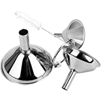 PEMOTech Embudo Pequeño [3 Piezas]- Embudo de Acero Inoxidable con 1 Piezas Cepillo de Limpieza para Aceites Esenciales…